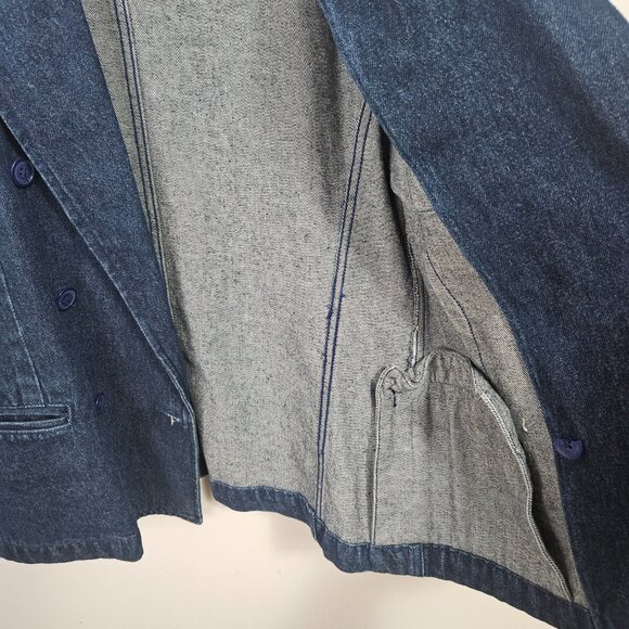 VTG 80s Ralph Lauren Blue Label Double Breasted Denim Blazer Jacket M - Picture 12 of 15